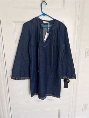 Zimmermann Blue Denim Tunic with Contrast Stitching